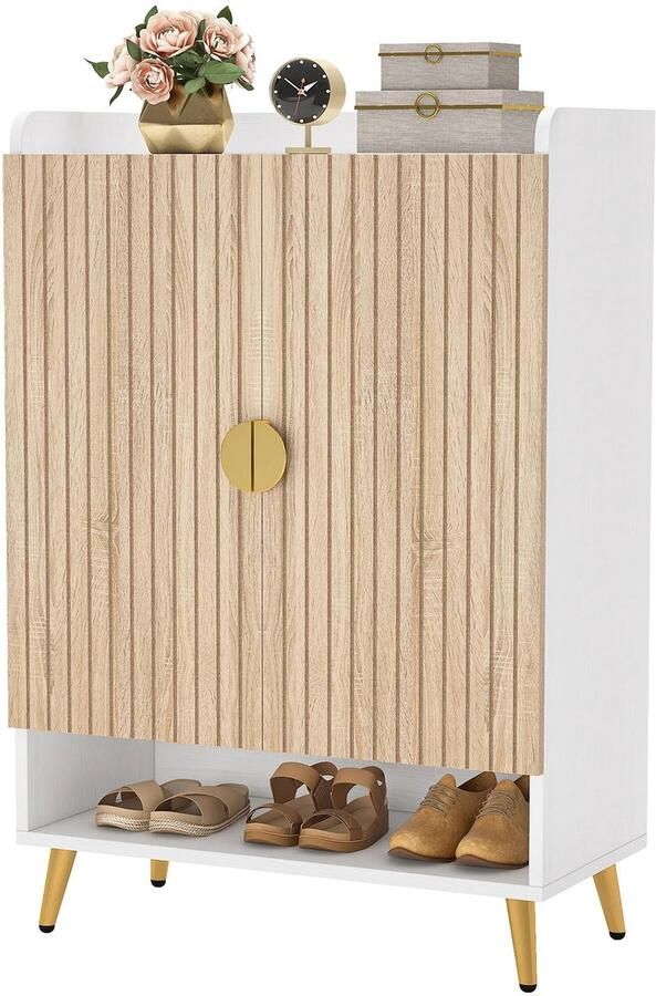 Corenia Schoenenkast – Schoenenrek – Schoenenopberger – Schoenenkastje – 24 Paar Capaciteit – Verstelbare Vakken – Duurzame Constructie Donker Khaki