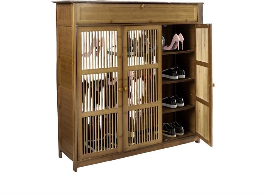 Corenia Schoenenkast – Schoenenrek – Schoenenopberger – Schoenmeubel – Schoenenschuif – Bamboe – 4 Laags – Duurzaam & Compact – 16 Paar Schoenen – Zonder Metalen Buizen