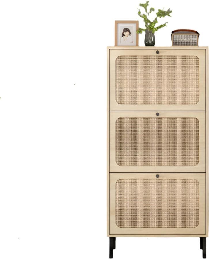 Corenia Schoenenkast – Schoenopberger – Schoenenrek – Schoenenmeubel – Rattan Decor – Verstelbare Planken – Krasbestendig Melamine