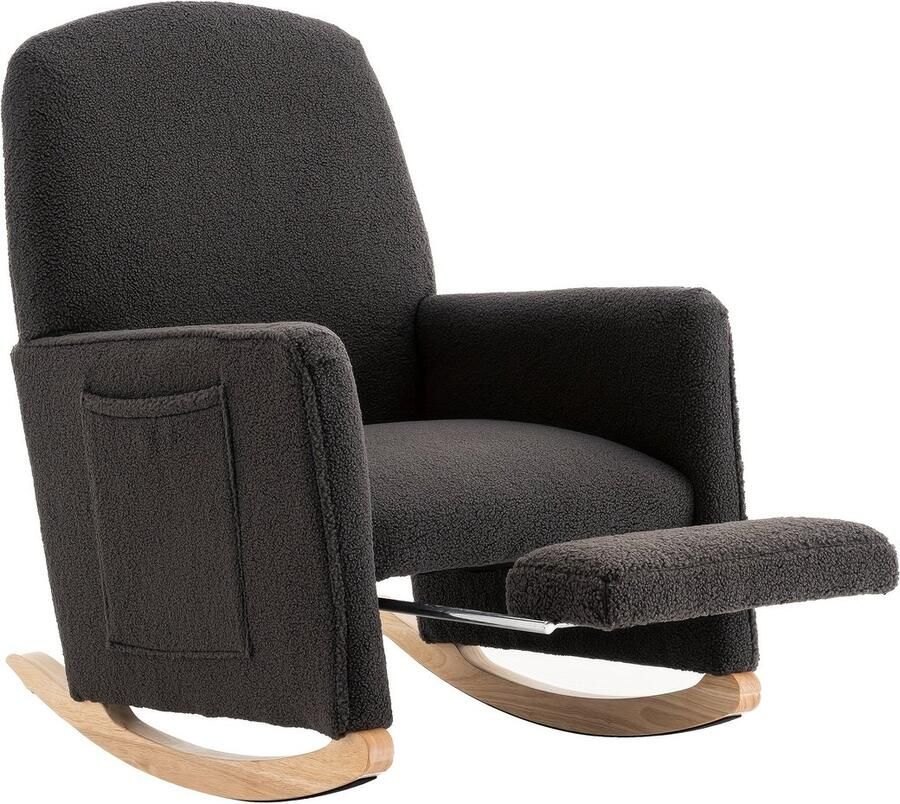 Corenia Schommelstoel – Relaxfauteuil – Loungestoel – Voedingsstoel – Fauteuil – Hoogwaardige Teddy Stof – Inclusief Voetenbankje