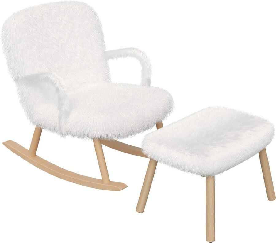 Corenia Schommelstoel – Schommelstoel Met Armleuningen – Relaxstoel – Comfortabele Stoel – Ergonomisch Ontwerp – Hout En Metalen Accenten