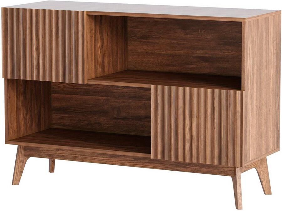 Corenia Sidetable – Consoletafel – Wandtafel – Haltafel – Bijzettafel – Industrieel Design – Soft-Close Deuren – Stabiele Metalen Poten – Houtlook – Kabelmanagement – 100 cm Breed