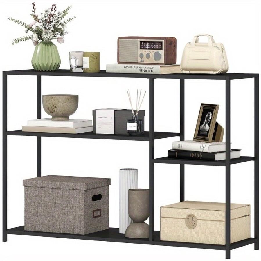 Corenia Sidetable – Wandtafel – Opbergtafel – Console – Hallentafel – Zwart – Industrieel Design – Stalen Frame – 110x30x75 cm – Compact & Stevig