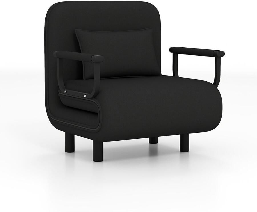 Corenia Slaapbank – Bankbed – Relaxfauteuil – Slaapstoel – Slaapfauteuil – Verstelbare Rugleuning 5-niveaus – Duurzaam Polyester Zwart