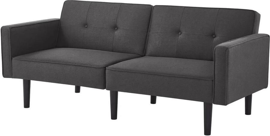 Corenia Slaapbank – Bedbank – Bankbed – Uitklapbaar – Multifunctioneel – Verstelbare Rugleuningen – Katoenen Linnen 176 x 76 x 74 cm Zwart