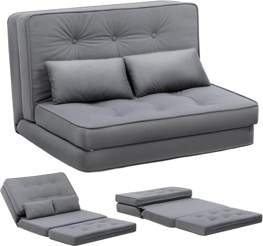 Corenia Slaapbank – Bedbank – Sofa Bed – Opvouwbare Bank – Slaapstoel – 6-standen Verstelbare Rugleuning – Ademende Linnen Stof