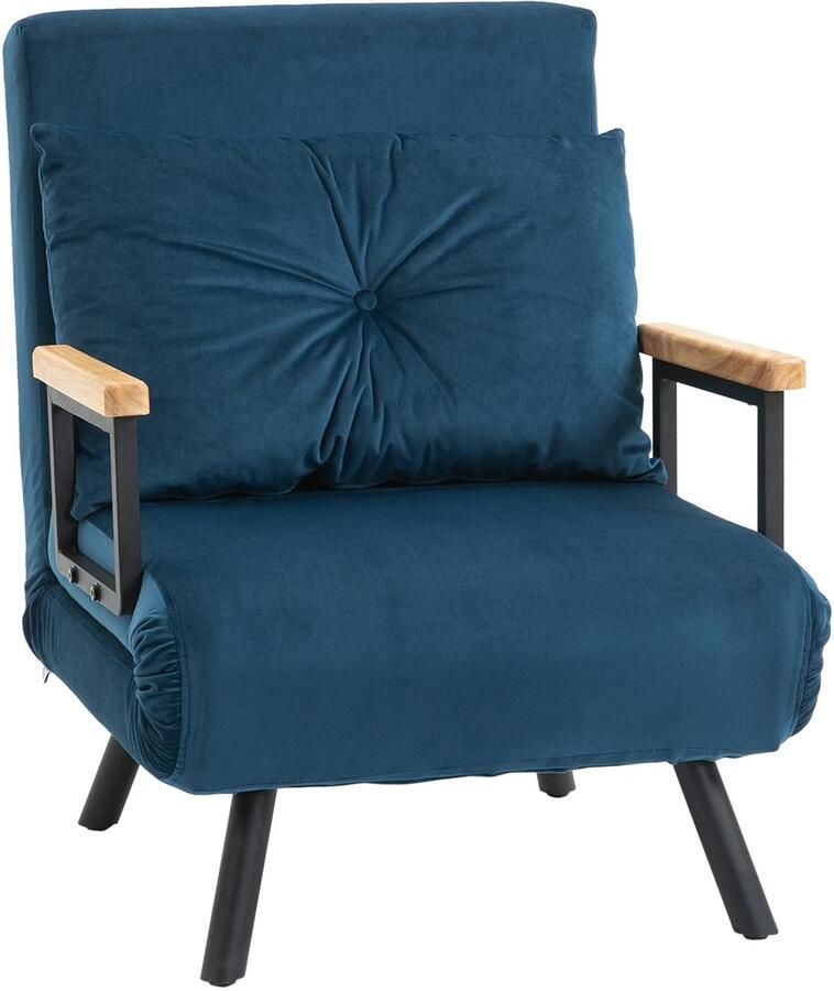 Corenia Slaapbank – Slaapstoel – Bank – Sofa – Bedbank – Verstelbare Rugleuning 5 Standen – Velvet Bekleding Diep Navy Blauw