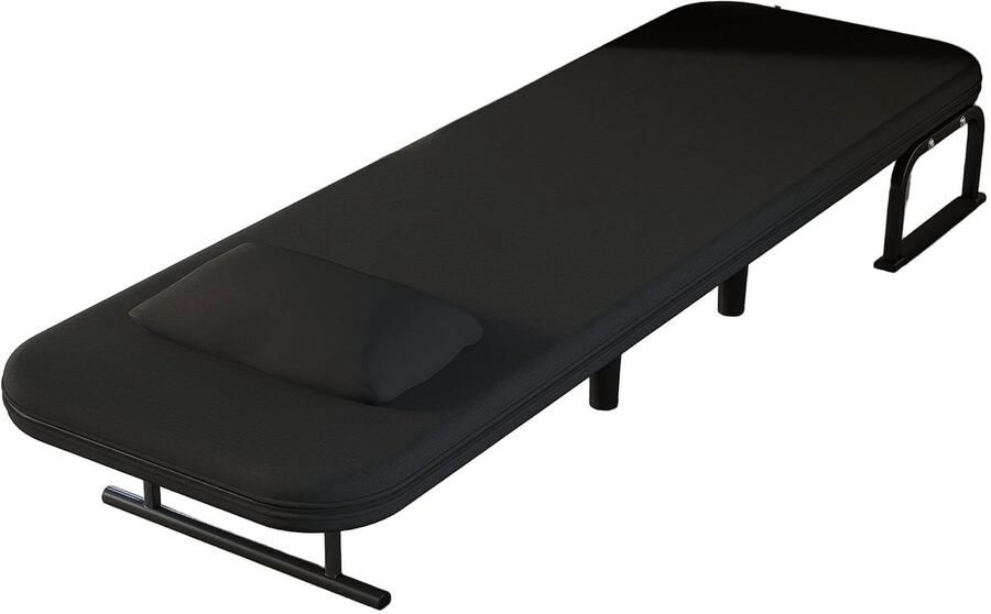 Corenia Slaapbank – Slaapstoel – Bedbank – Logeerbed – Slaapfauteuil – Verstelbare Rugleuning 5-standen – Stevig Metalen Frame – Ruimtebesparend – Zwart