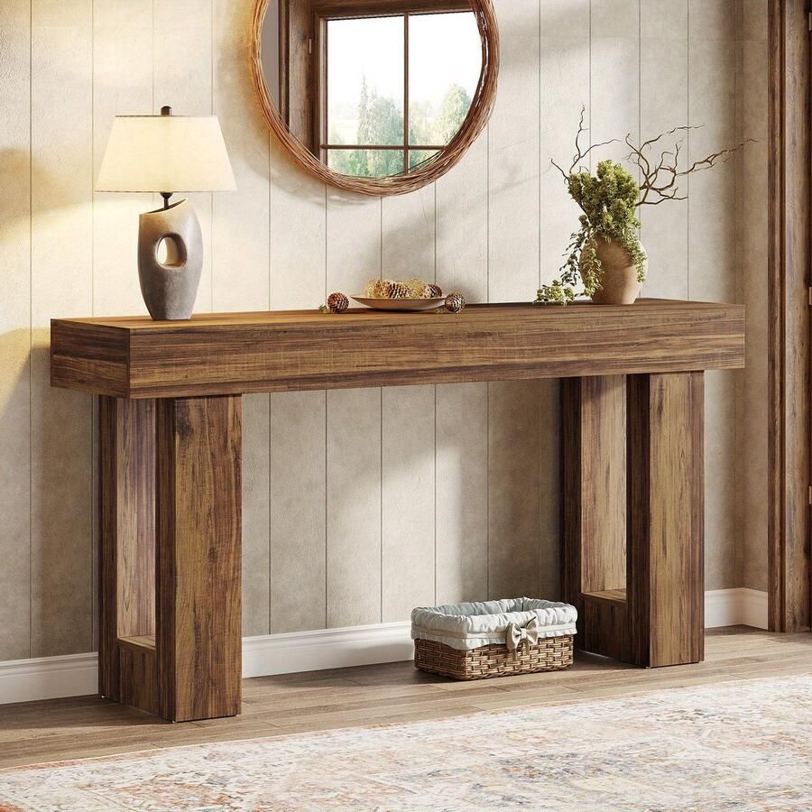 Corenia Sofa Tafel – Salontafel – Sidetable – Console Tafel – Haltafel – 160 cm Lang – 2 Opbergniveaus – Gemonteerd geleverd – Rustiek Bruin