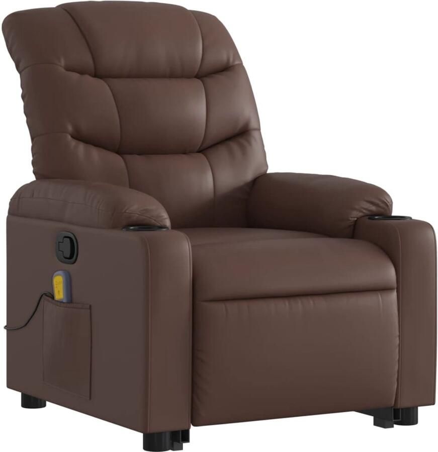 Corenia Sta-op Stoel Elektrisch – Elektrische Sta Op Fauteuil – Verstelbare Relaxstoel – Seniorenstoel – Opsta Stoel Bruin – Vibratiefunctie – Kunstleer Bekleding