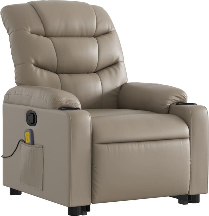 Corenia Sta-op Stoel Elektrisch – Relaxfauteuil – Verstelbare Fauteuil – Elektrische Verstelling – Sta Op Fauteuil – Trilmassage – Kunstleer Cappuccino