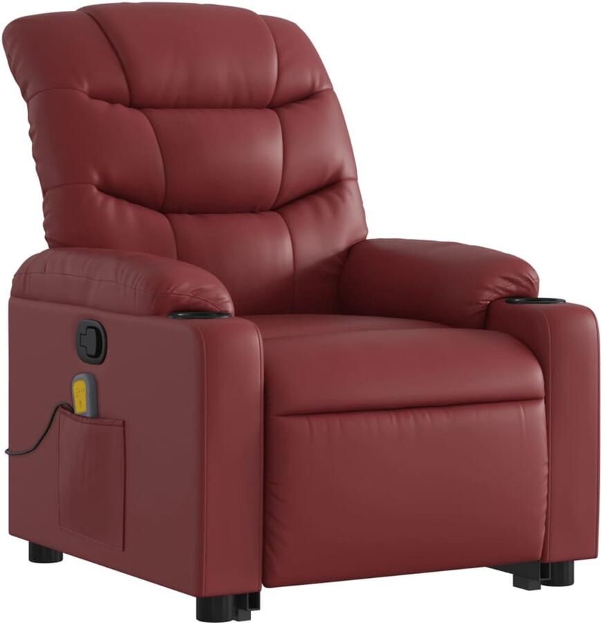 Corenia Sta-op Stoel – Verstelbare Relaxfauteuil – Elektrische Sta Op Stoel – Relaxstoel met Trilfunctie – Kunstleer Bekleding – Handmatige Verstelling – Robuust Metaalframe