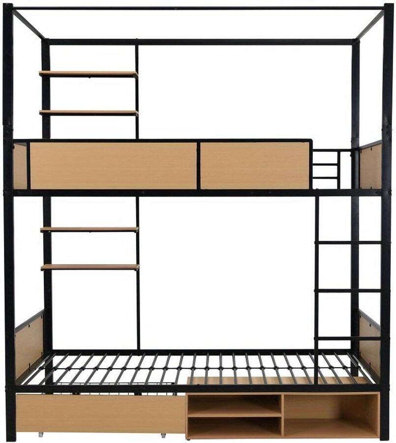 Corenia Stapelbed – Bunkbed – Hoogslaper – Wandelbed – Kinderbed – Modern Metaal En Hout – Extra Opbergruimte En Stevig Design