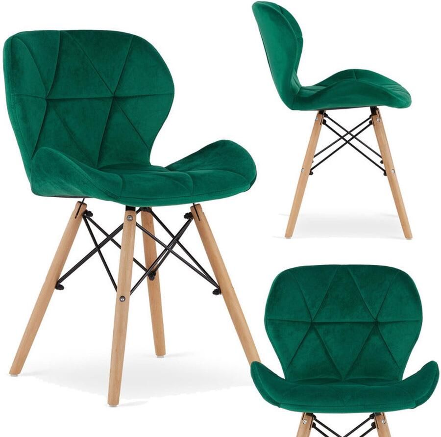 Corenia Stoel – Eetkamerstoel – Bureaustoel – Fauteuil – Kuipstoel – Velvet Bekleding – Massief Beukenhout – 120 kg Draagkracht – Moderne Groene Velvet Stoel