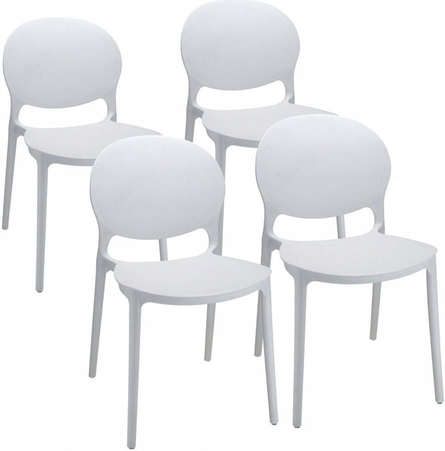 Corenia Stoel – Eetkamerstoel – Bureaustoel – Tuinstoel – Kunststof Stoel – Weerbestendig Polypropyleen – Set Van 4 – Max. 120 kg Draagvermogen