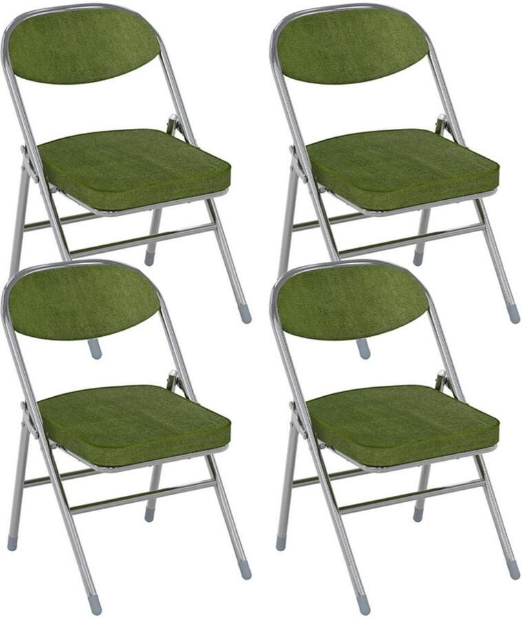 Corenia Stoel – Eetkamerstoel – Keukenstoel – Fauteuil – Bureaustoel – Set Van 4 Groen – Ergonomisch Design – Roestvrijstalen Frame