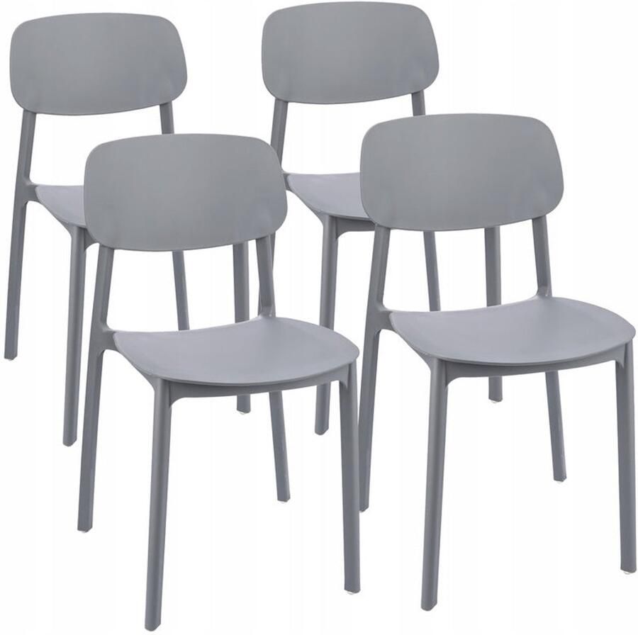 Corenia Stoel – Eetkamerstoel – Tuinstoel – Kunststof Stoel – Polypropyleen Stoel – Weerbestendig – Set Van 4 – Zithoogte 43 cm – Max Draagvermogen 120 kg