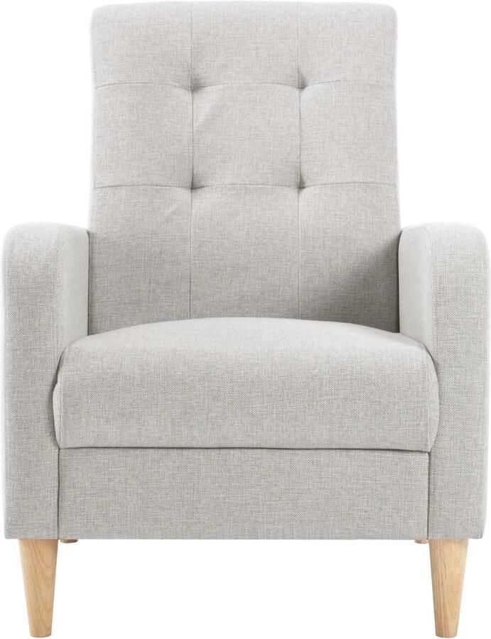 Corenia Stoel Lounge Stoel Fauteuil Armleuningen Hoge Rug Fauteuil Woonkamer Gevoerde Zitting Linnen Lichtgrijs