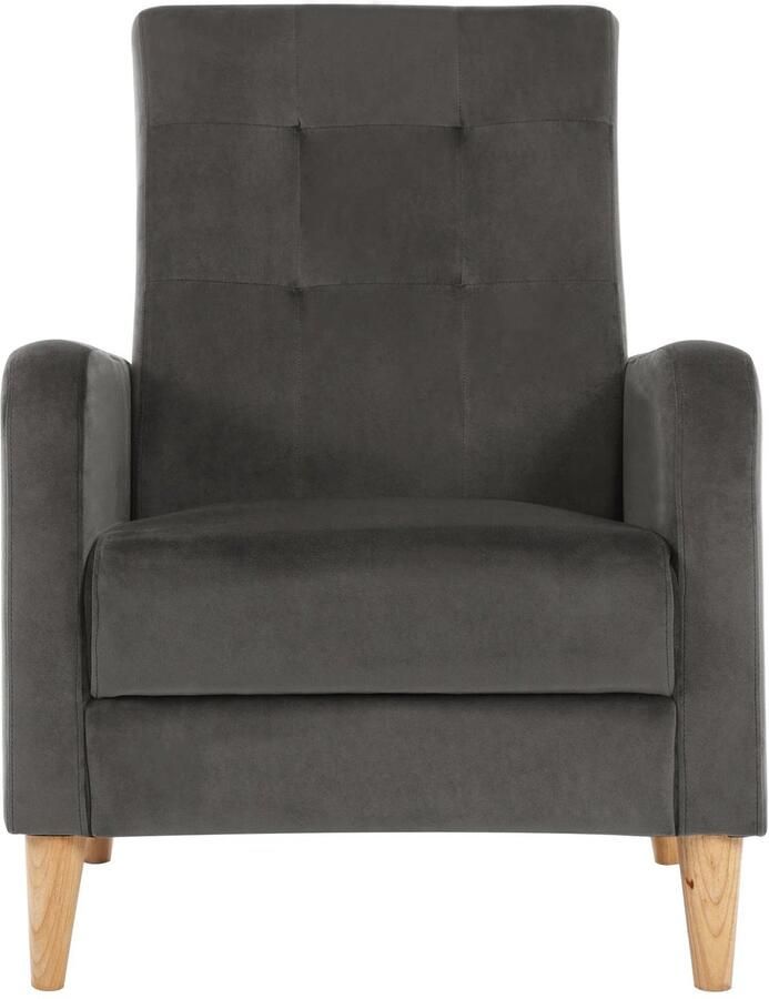 Corenia Stoel Lounge Stoel Fauteuil Armleuningen Hoge Rug Fauteuil Woonkamer Gevoerde Zitting Fluweel Donkergrijs