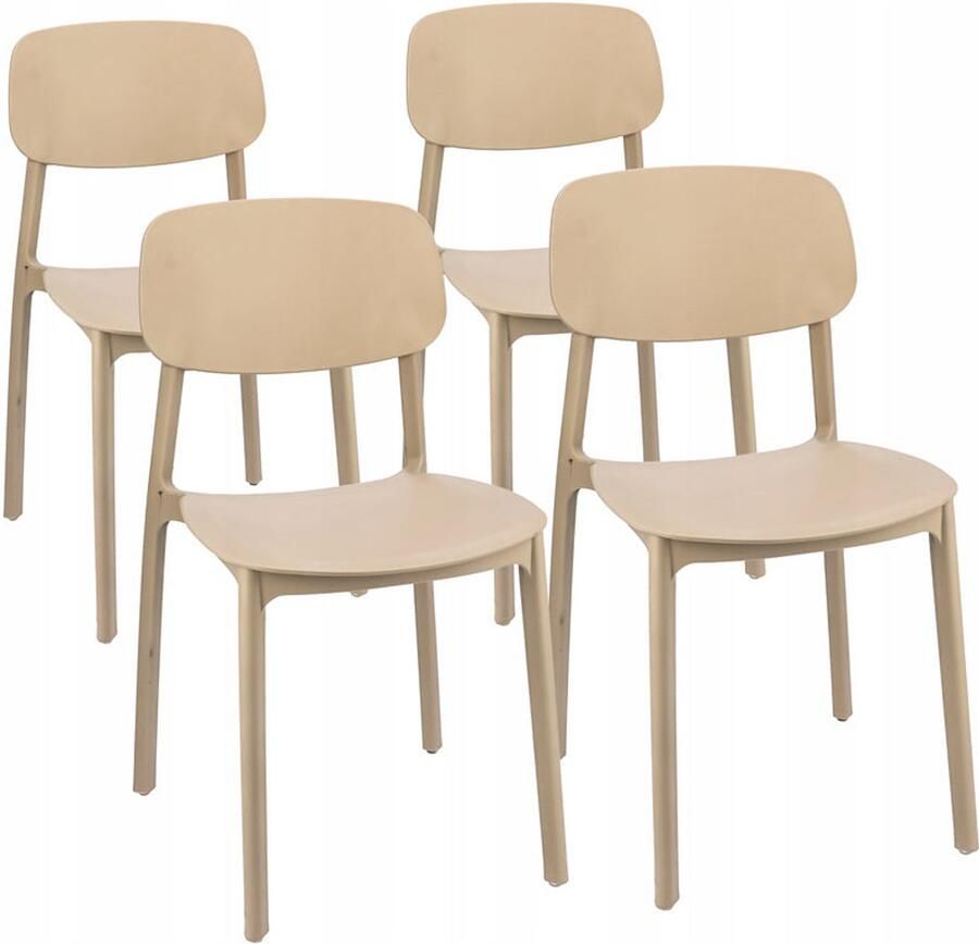 Corenia Stoel – Stoelenset – Eetkamerstoel – Tuinstoel – Werkstoel – Set Van 4 Beige Stoelen – Weerbestendig Polypropyleen – Max 120 kg Belastbaar