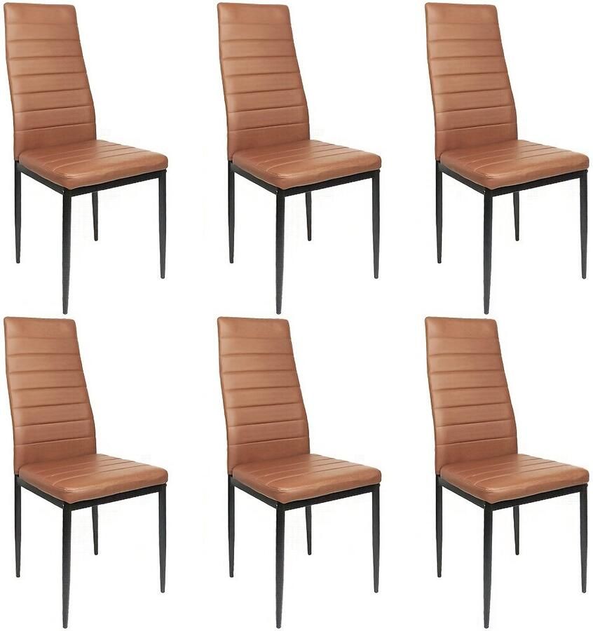 Corenia Stoelen – Eetkamerstoelen – Bureaustoelen – Kantinestoelen – Kunstleren Stoelen – Set Van 6 – Ergonomisch Design – Krasbestendig Kunstleer