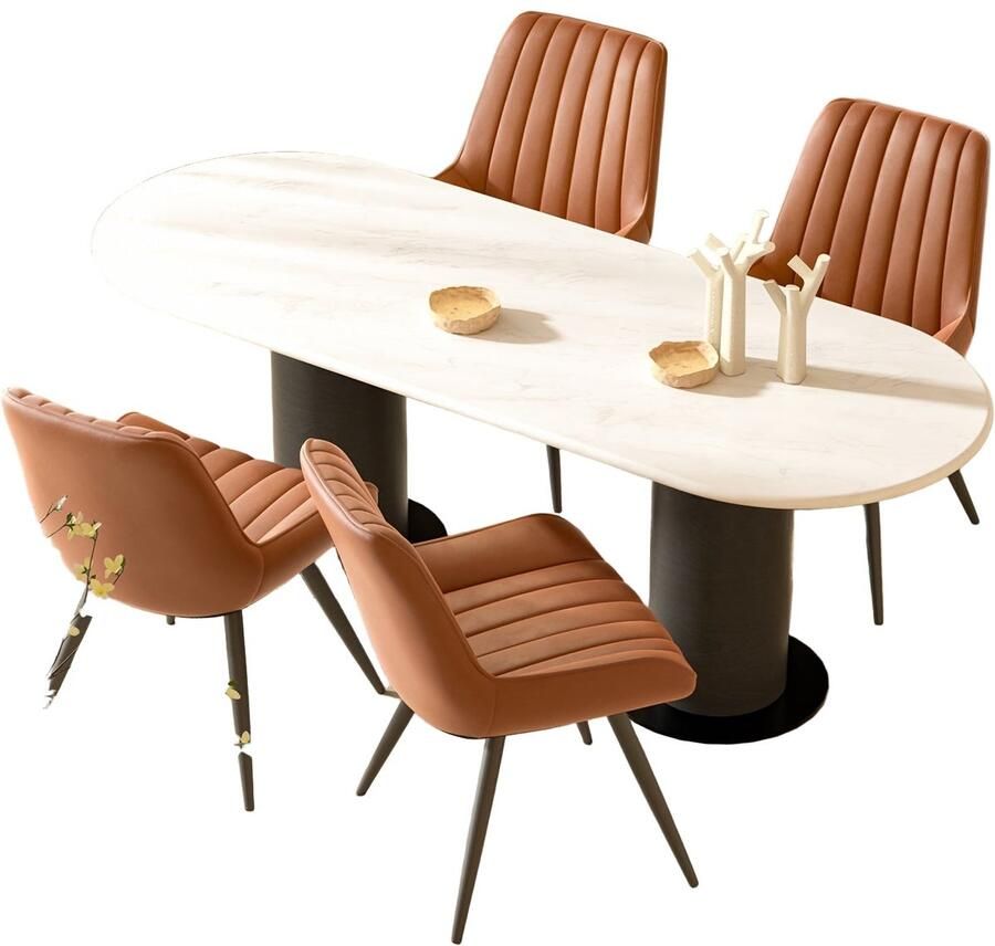 Corenia Stoelenset Eetkamerstoel – Bureaustoel – Eetkamerstoel Zonder Armleuning – Werkstoel – Designstoel – Ergonomisch Ontwerp – Zachte Schuimvulling – Zwart Metalen Frame