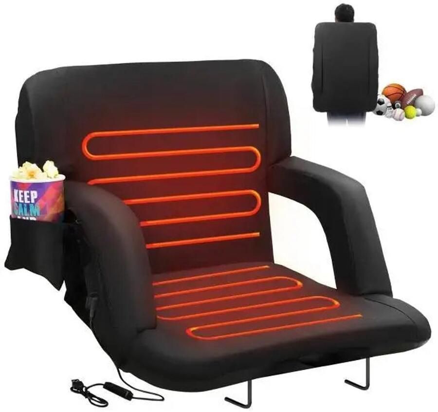 Corenia Stoelverwarming Verwarmde Stoel Verwarmde Stoelen Verwarmde Gaming Stoel Draagbare Verwarmde Stoel Ligstoel Verwarming op 3 niveaus Opvouwbaar en Draagbaar