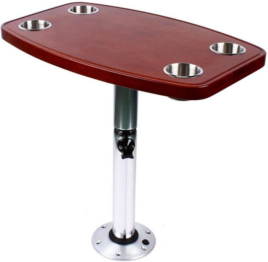 Corenia Tafel – Campingtafel – Caravan tafel – Wandtafel – Statafel – Eikenhout – Inklapbaar – Verstelbare Hoogte 60x38 cm – 4 Bekerhouders – Compact & Ruimtebesparend