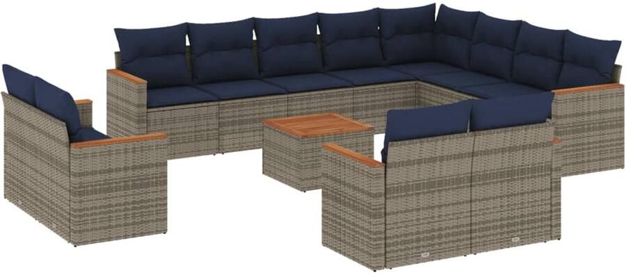 Corenia Tuinafscheiding Bank – Tuinbankset – Loungeset – Buitenbank – Terrasbank – Grijs – Weerbestendig PE-rattan – Afneembare Wasbare Kussenhoezen