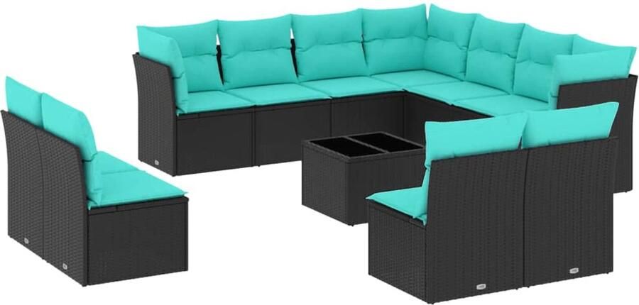 Corenia Tuinbank – Buitenbank – Loungeset – Tuintafel – Tuinmeubel – Polyrattan – Inclusief Kussens – Weerbestendig & Onderhoudsvriendelijk