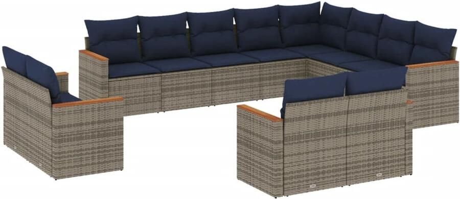 Corenia Tuinbankset – Buitenbank – Tuinset – Loungebank – Buitenmeubel – PE-Rattan – Poedergecoat Stalen Frame – Inclusief Wasbare Kussens – Grijs – Zonder Tafel