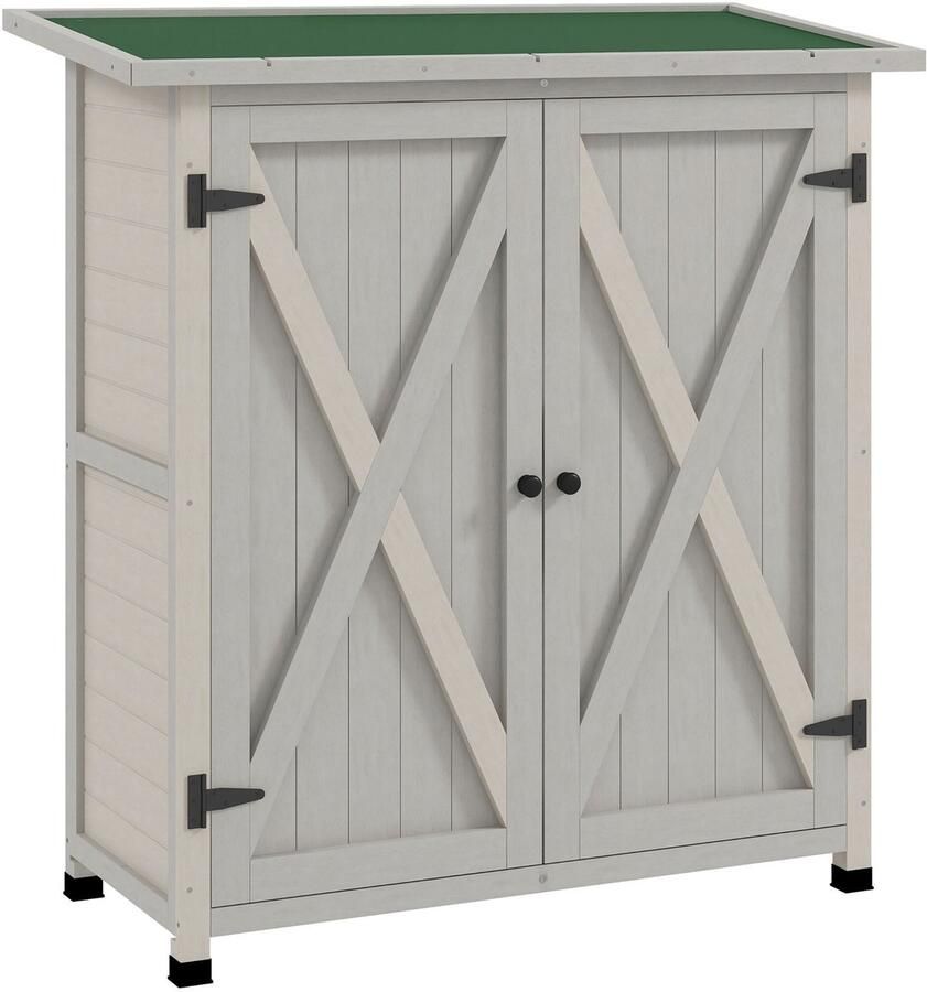 Corenia Tuinhuisje – Tuinkast – Gereedschapsschuurtje – Tuinberging – Buitenopslag – Houten Tuinhuis – Weerbestendig – 110x55x117 cm – Asfalt Dak – Lichtgrijs