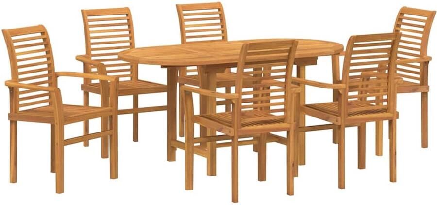 Corenia Tuinset – Dining Set – Bistroset – Loungeset – Tuinmeubelset – Massief Acaciahout – 7 Persoons – Weerbestendig – Ergonomisch Comfort