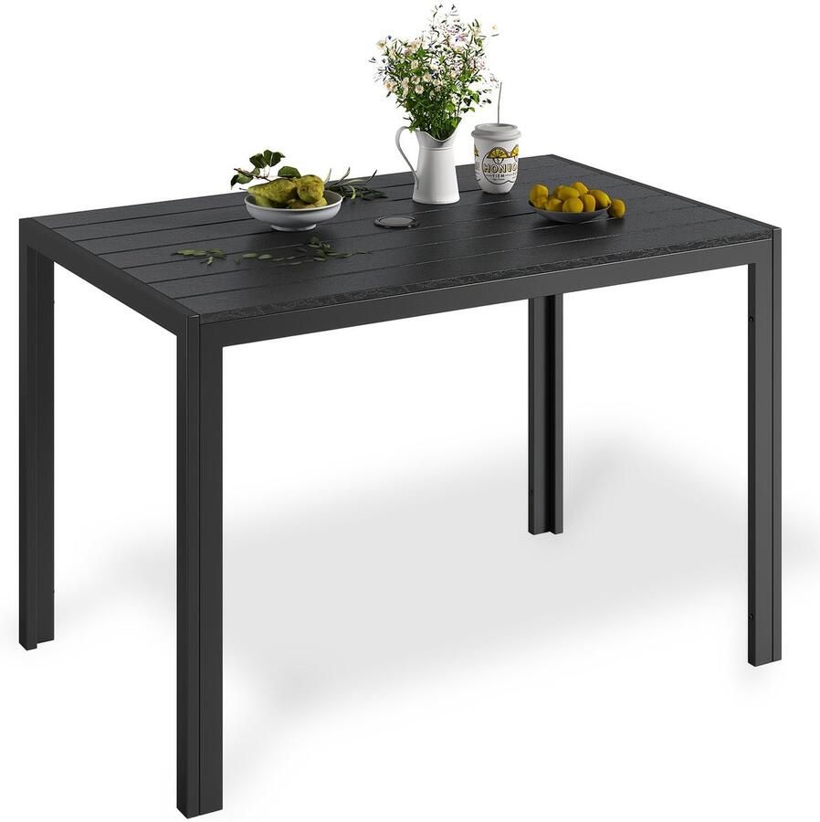 Corenia Tuinset Tafel – Tuinmeubel – Terrastafel – Balkonset – Buitenmeubel – Aluminium Frame – WPC Blad – Parasolgat – 110x70 cm – Lichtgewicht