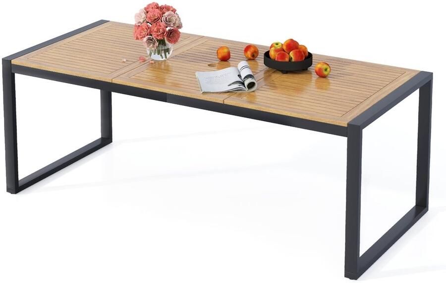 Corenia Tuintafel – Buiten Tafel – Eettafel Tuin – Terrastafel – Balkon Tafel – Acaciahout – 200x90cm – Parasolgat – 8 Personen