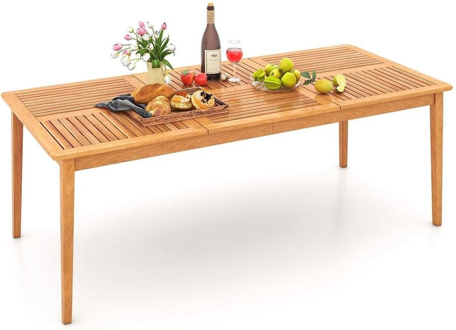 Corenia Tuintafel – Tuintafelset – Buiten Tafel – Terrastafel – Picknicktafel – Acaciahout – 200x90 cm – 8 Personen – Parasolgat