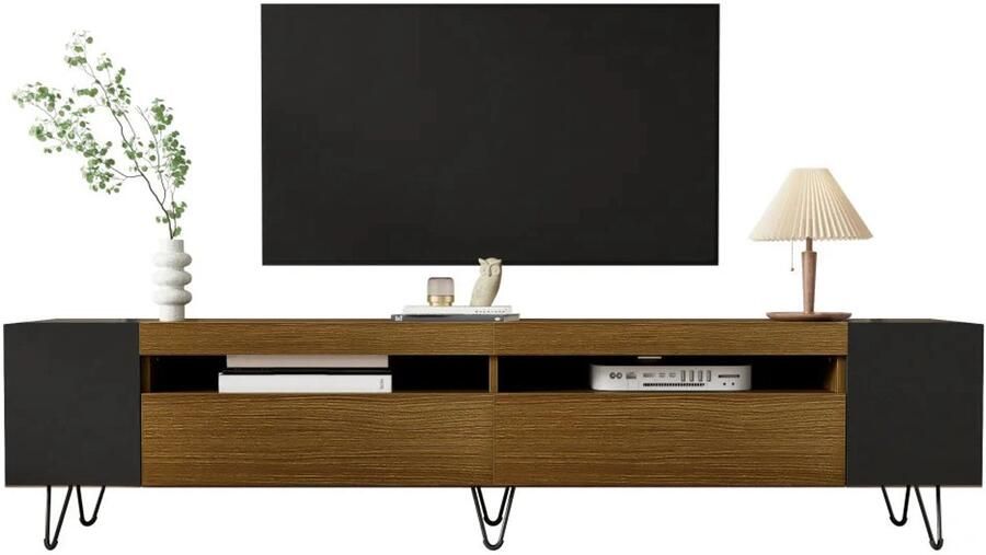 Corenia Tv-meubel – TV-kast – Televisiemeubel – Mediameubel – Wandmeubel – Geschikt voor 50-59 inch TV – Duurzaam MDF en spaanplaat met metalen poten
