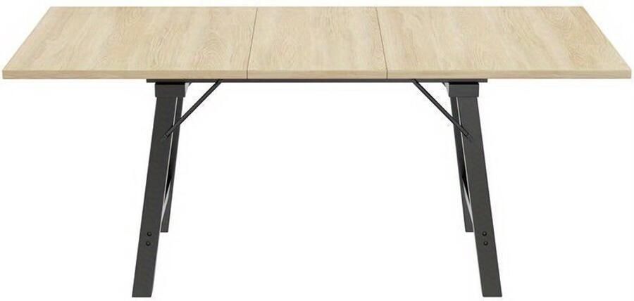 Corenia Uitklapbare Eettafel – Uitschuifbare Tafel – Klaptafel – Inklapbare Eettafel – Uitbreidbare Eettafel – Houtkleur – Telescopisch Uitschuifbaar 140-180 cm – Stevig Metalen Onderstel