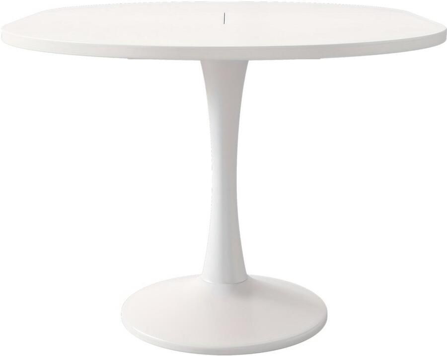 Corenia Uitklapbare Eettafel – Uitschuifbare Tafel – Opklapbare Keukentafel – Multifunctionele Tafels – Ruimtebesparend Design – Wit Ovaal Blad – Zwarte Metalen Poten – Stabiel & Eenvoudig Gemonteerd