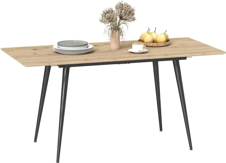 Corenia Uitklapbare Eettafel – Uitschuifbare Tafel – Verlengbare Eettafel – Inklapbare Tafel – Multifunctionele Keukentafel – 120 x 75 x 77 cm – MDF Met Melamine Coating Naturel Houtlook