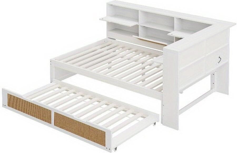 Corenia Uitklapbare Sofa Bed – Slaapbank – Bedbank – Logeerbed – Vouwbed – Wit – 140x200 cm – Opbergruimte en USB-oplaadpoort