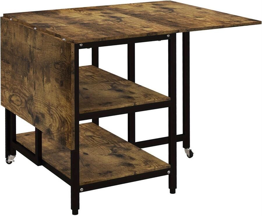 Corenia Uitklaptafel – Klaptafel – Inklapbare Tafel – Eettafel – Vouwtafel – Uitschuifbaar – Met Wieltjes – Steviele Stalen Constructie – Ruimtebesparend Design