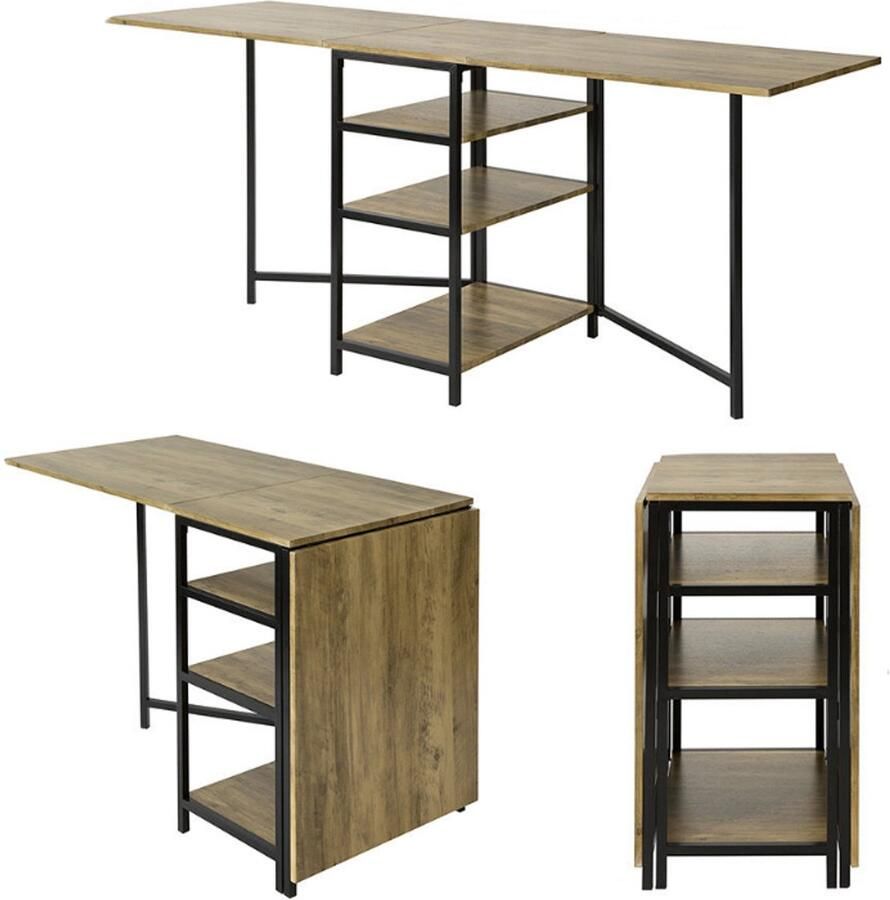 Corenia Uitschuifbare Tafel – Opklapbare Eettafel – Uitklapbare Tafel – Opbergtafel – Compacte Keukentafel – 180x60 cm – MDF Hout