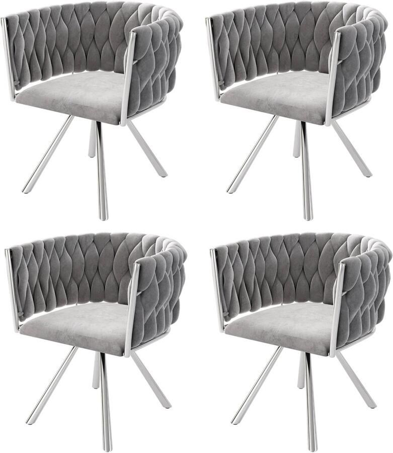 Corenia Velvet Eetkamerstoel – Draaibare Stoel – Comfortabele Stoel – Metalen Stoel – Luxe Bekleding – 360° Draaibare Zitting – Draagvermogen 150 Kg Donkergrijs