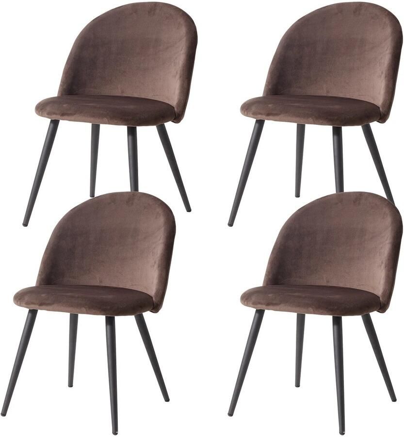 Corenia Velvet Eetkamerstoelen – Gestoffeerde Stoelen – Dining Stoelen – Velvet Stoelen – Set Van 4 – Met Metalen Onderstel – Comfortabele Zithoogte