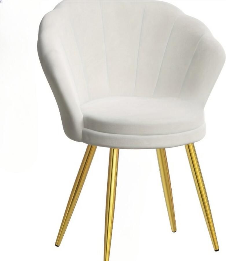 Corenia Velvet Fauteuil – Fluwelen Stoel – Lounge Stoel – Relaxfauteuil – Witte Zetel – Zacht Memory Foam – Gouden Metalen Poten