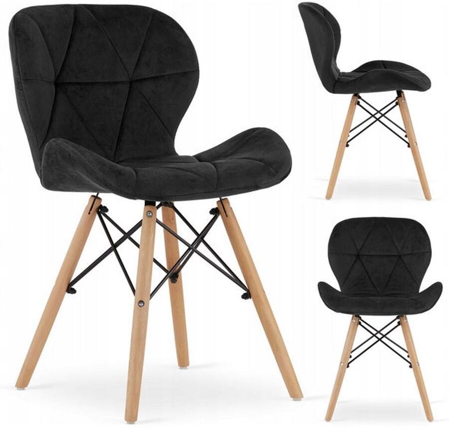 Corenia Velvet Stoel – Eetkamerstoel – Bureaustoel – Designstoel – Zetel – Zachte Velvet Bekleding – Stevige Beukenhouten Poten – Zithoogte 45 cm – Zwart Mat