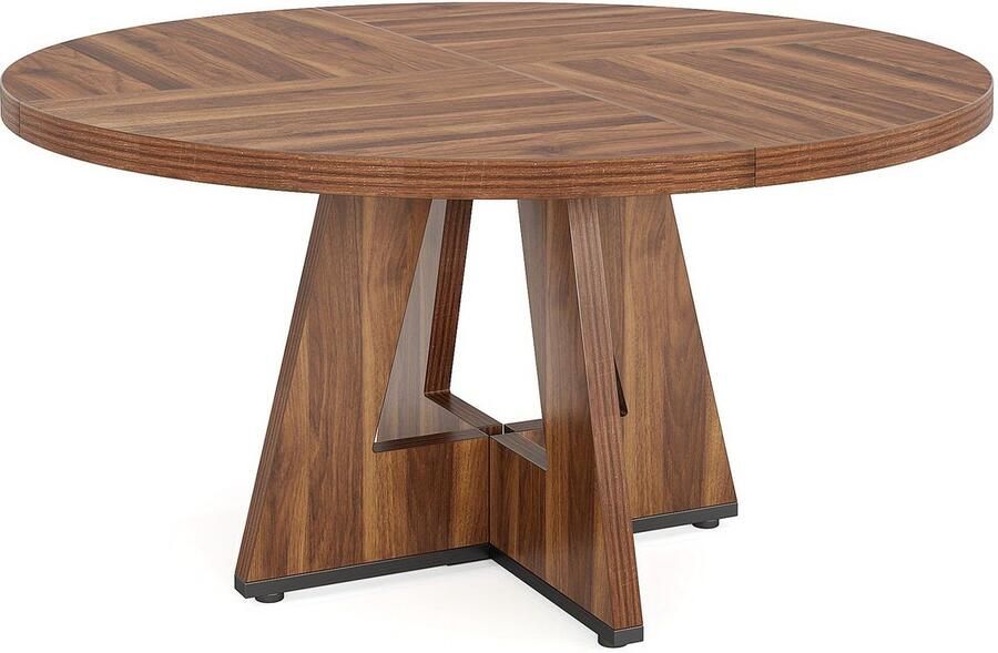 Corenia Ronde Eettafel – Eettafel Rond – Keukentafel – Tafel Voor 4 Personen – Landelijke Farmhouse Tafels – Vintage Bruin – MDF Tafelblad – 120 cm Diameter