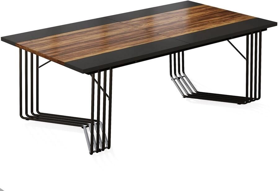 Corenia Vergadertafel – Werktafel – Bureau – Eettafel – Industrieel – Stevig Metalen Frame 100 x 200 x 75 cm Bruin