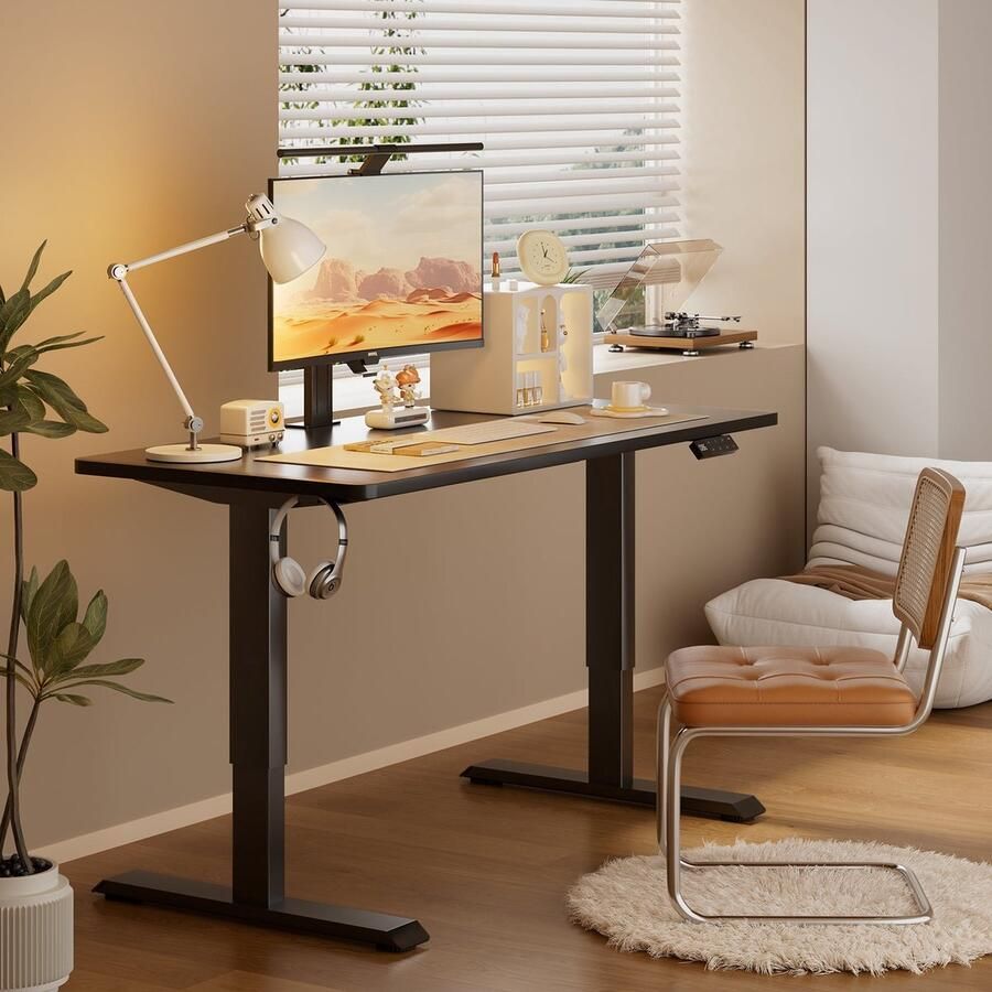 Corenia Verstelbaar Bureauframe – Zit Sta Bureauframe – Bureau Onderstel – Bureau Frame – Tafel Frame – 3-Laags Verstelbaar 60-125 cm – Stevig IJzeren Materiaal – Minimalistisch Grijs Design